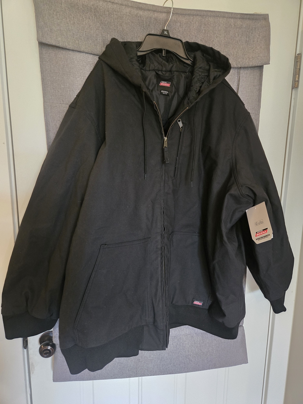 Genuine Dickies Hooded Insulated Duck Jacket Mens 5XL Black Canvas Workwear